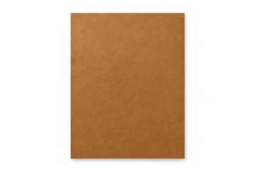 Brown paper sheet resting on a transparent background, offering a versatile blank canvas for creative designs or text placement