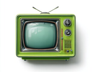 Vintage green television, top-down view