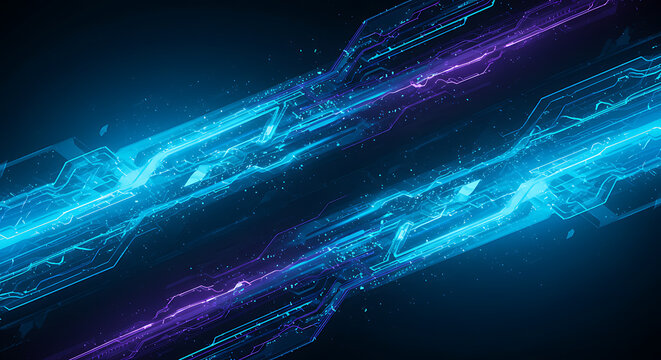 Blue technology background with abstract digital tech circle and copy space — futuristic and modern design - Powered by Adobe