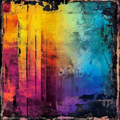 Obraz premium distressed grunge textures and vivid urban decay enclosed by a rugged handdrawn border raw and intense