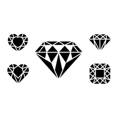 Faceted gems heart shape diamond square gemstone jewelry