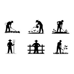 Farmer working with farm tools and plants agriculture