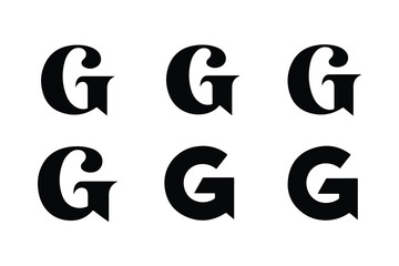 Six Black Capital Letter G Symbols Arranged in Two Rows capital G alphabet G