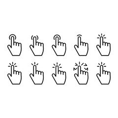 Fototapeta premium Hand cursor icons showing interaction click icon touch icon