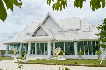 White Church, Lanna Architecture, Symbols of Buddhism, South East Asia at Wat Thip Apsara Morin...