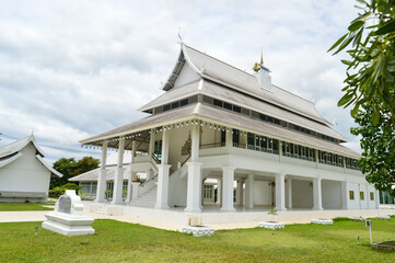 White Church, Lanna Architecture, Symbols of Buddhism, South East Asia at Wat Thip Apsara Morin...
