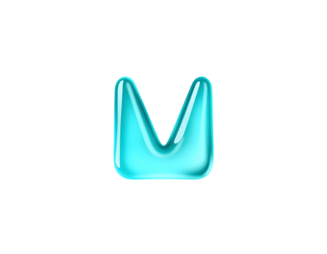 Glossy Turquoise Letter 'M' - 3D Render