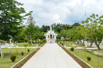 White Church, Lanna Architecture, Symbols of Buddhism, South East Asia at Wat Thip Apsara Morin...