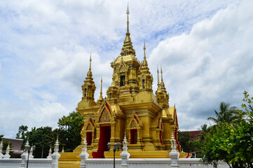 Pagoda, Lanna Architecture, Symbols of Buddhism, South East Asia at Wat Khamat, Chiang Mai,...