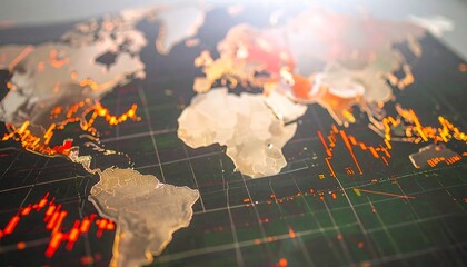World map financial data visualization