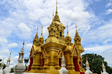 Pagoda, Lanna Architecture, Symbols of Buddhism, South East Asia at Wat Khamat, Chiang Mai,...