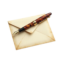 Elegant Fountain Pen Resting on Aged Envelope Vintage Stationery Writing Instrument Retro Style Communication Device Nostalgic Design Concept