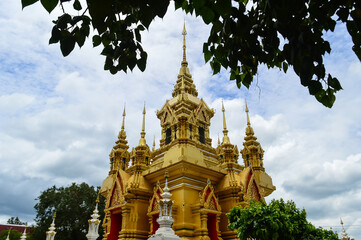 Pagoda, Lanna Architecture, Symbols of Buddhism, South East Asia at Wat Khamat, Chiang Mai,...