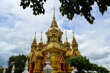 Pagoda, Lanna Architecture, Symbols of Buddhism, South East Asia at Wat Khamat, Chiang Mai,...