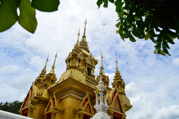 Fototapeta premium Pagoda, Lanna Architecture, Symbols of Buddhism, South East Asia at Wat Khamat, Chiang Mai, Northern Thailand