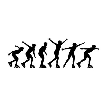 Rollerblading figures in motion inline skating sport