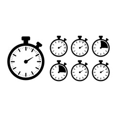 Stopwatch icons with varying time segments timer measurement