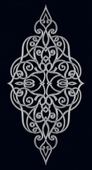 Elegant silver filigree ornament on a dark background providing a decorative accent offering a
