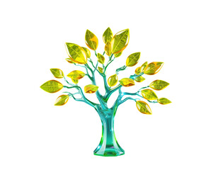3D Rendered Tree with Transparent Leaves and Trunk