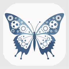 A delicate butterfly fused with gears, reimagined as a symmetrical mechanical form.