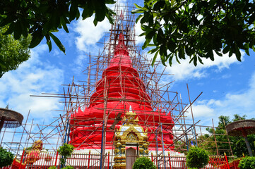 Red Pagoda, Lanna Architecture, Symbols of Buddhism, South East Asia at Wat Phra That (Doi Noi),...