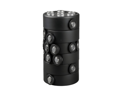 Stacked Cylindrical Components with Metallic Accents