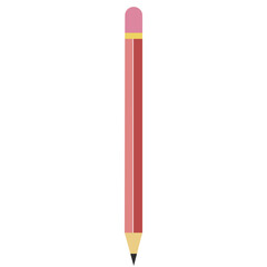 Flat vector illustration of light brown pencil with pink eraser and sharpened tip, simple stationery design for school, office, and creative themes.