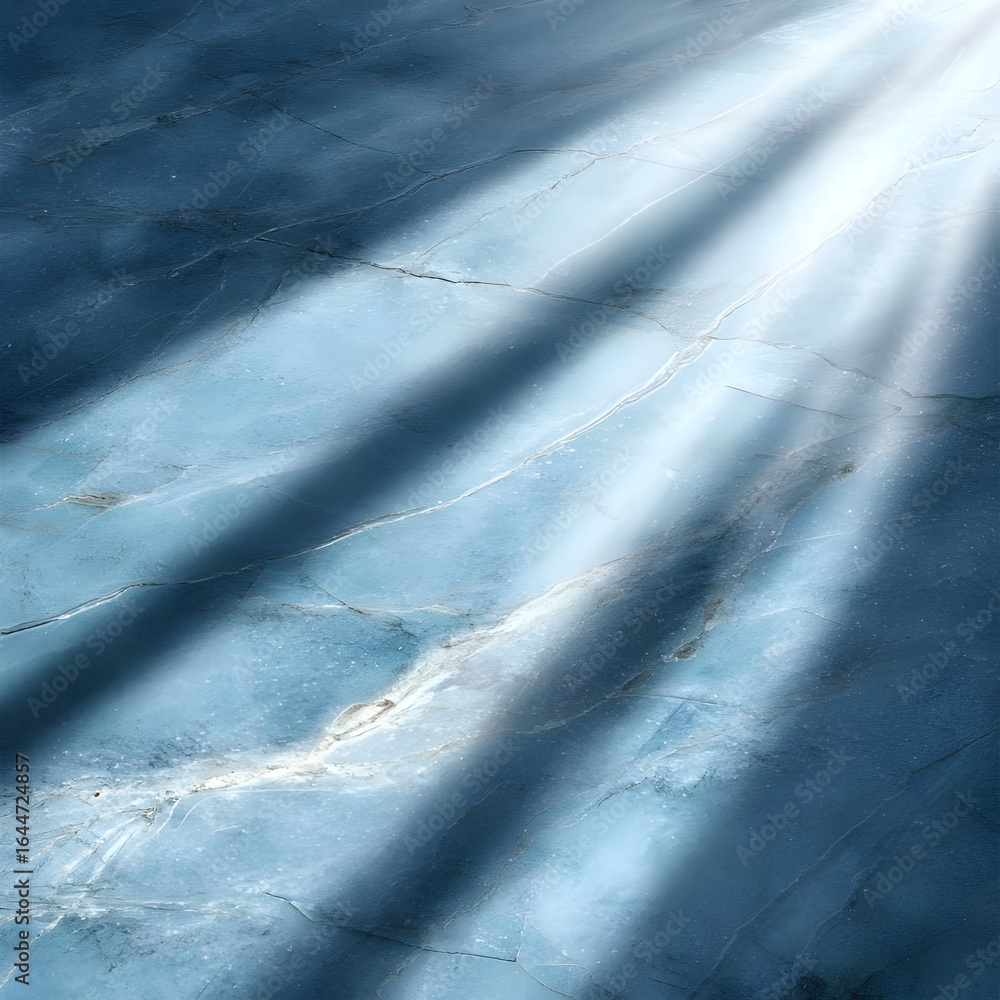 Poster a serene and calming image of soft blue hues with rays of light penetrating through, creating a tran