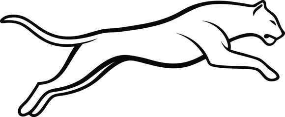 Stylized black line art illustration of a running cheetah animal wildlife vector