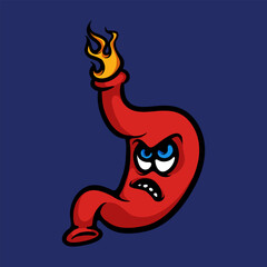 Burning stomach cartoon vector illustration