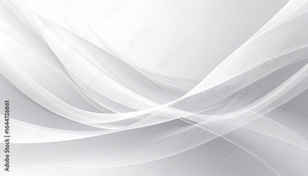 Poster abstract futuristic background with soft, flowing white and blue lines forming a smooth wave pattern