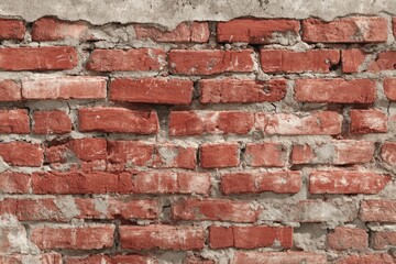 Obraz premium Rustic brick wall with crumbling mortar