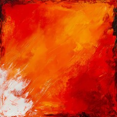 Obraz premium bold expressive brush strokes in fiery reds and oranges framed by a rugged artistic border intense and dynamic