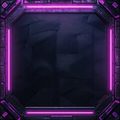 dark carbon fiber textures and subtle neon glimmers encased in a robust industrial border futuristic and edgy