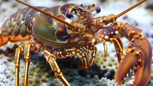 Vibrant Spiny Lobster in its Marine Habitat - Detailed Underwater View