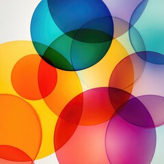 Abstract graphic design of overlapping translucent circles in vibrant colors