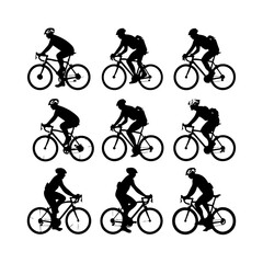 Obraz premium Cyclist Ride Cycle Silhouette Clipart On White Background