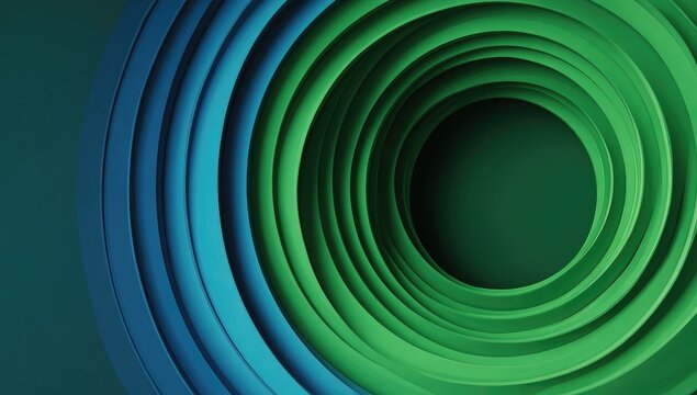 Abstract concentric circles in teal and green