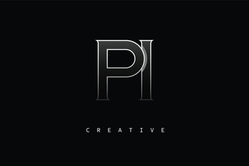 PI Luxury Minimalist Letter Logo – Modern Metallic Design for Premium Branding & Creative Identity