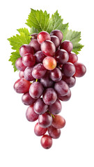 Fototapeta premium Red Grape with Leaves Isolated on White Background