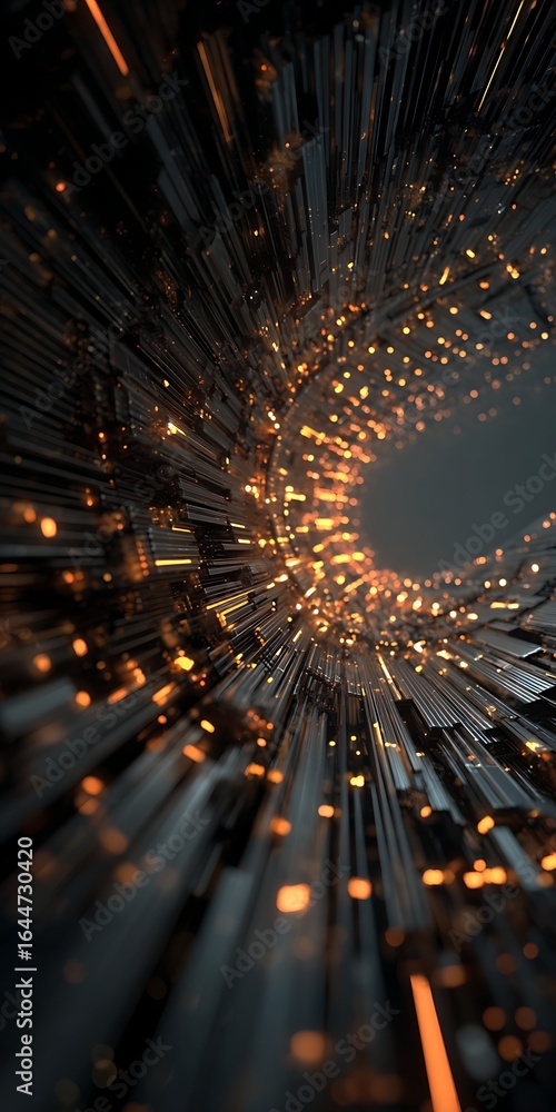 Poster abstract tunnel with bright lights creating a sense of depth and mystery, perfect for backgrounds an