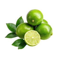 Fresh limes, cut lime, green leaves, studio shot, food photography, recipe ingredient