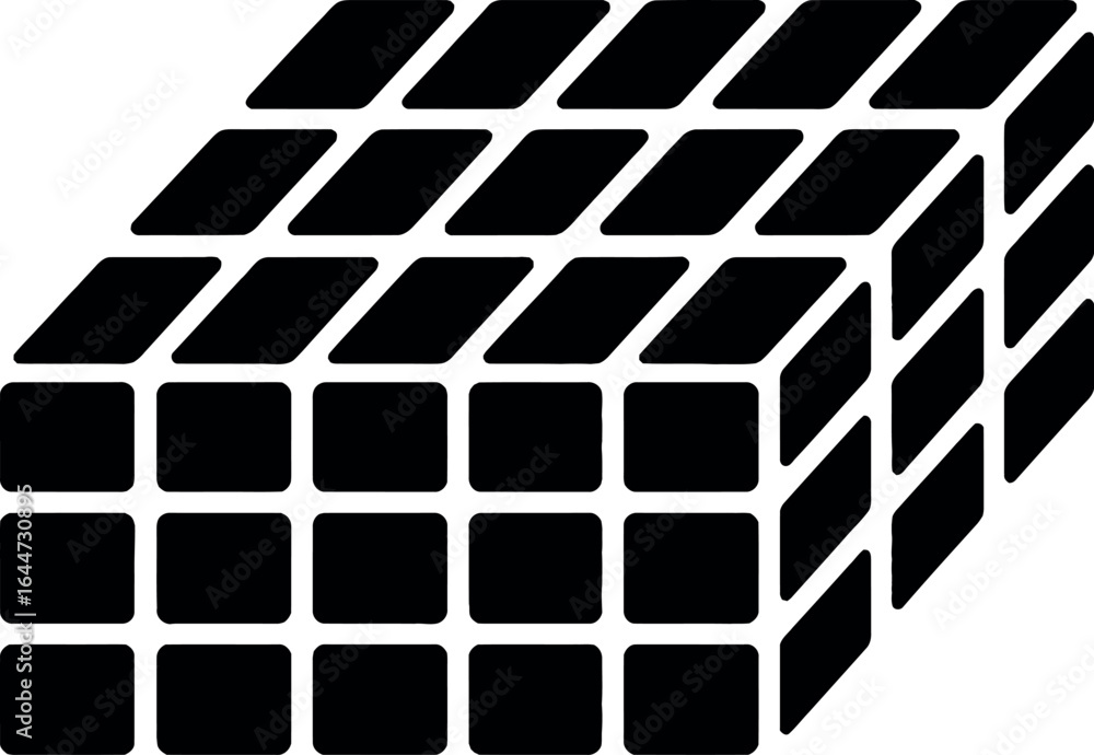 Fototapete a three dimensional cube composed of smaller cubes in a grid pattern in black and white colors
