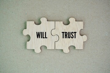 Wooden puzzle with the words will and trust. living trust might be more than you need for your...