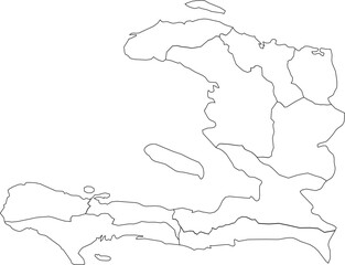 Outline Map of Haiti with Provincial Borders