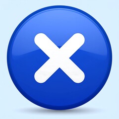 Obraz premium Blue button with a white X