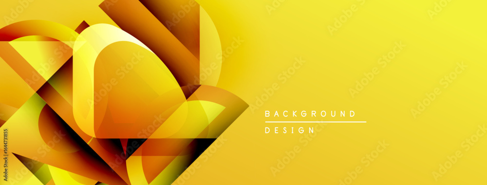 Poster abstract geometric shapes, vibrant yellow hues, dynamic composition. modern design element for backg