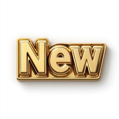 Gold-toned "New" text, 3D effect