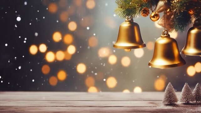 キラキラの背景とクリスマスベルの動画