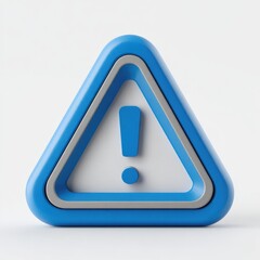 3D rendered blue warning triangle with exclamation mark (3)